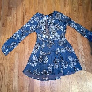 ForLoveandLemons blue flower mesh front dress